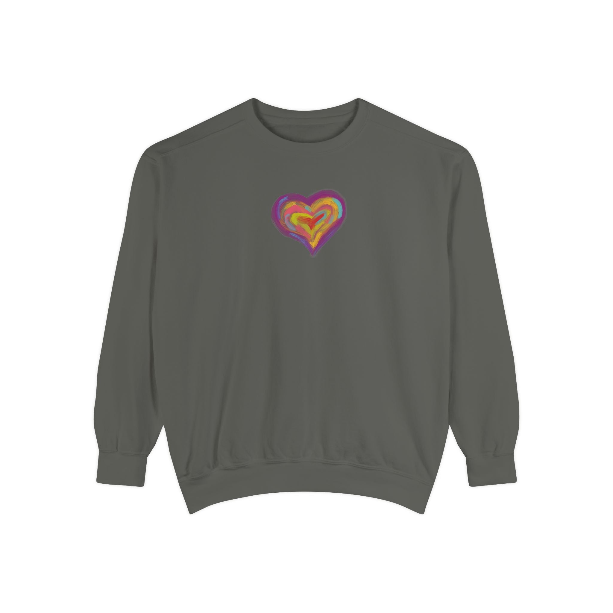 Colorful Heart Sweatshirt- Heart Fleece Sweatshirt- Loungewear