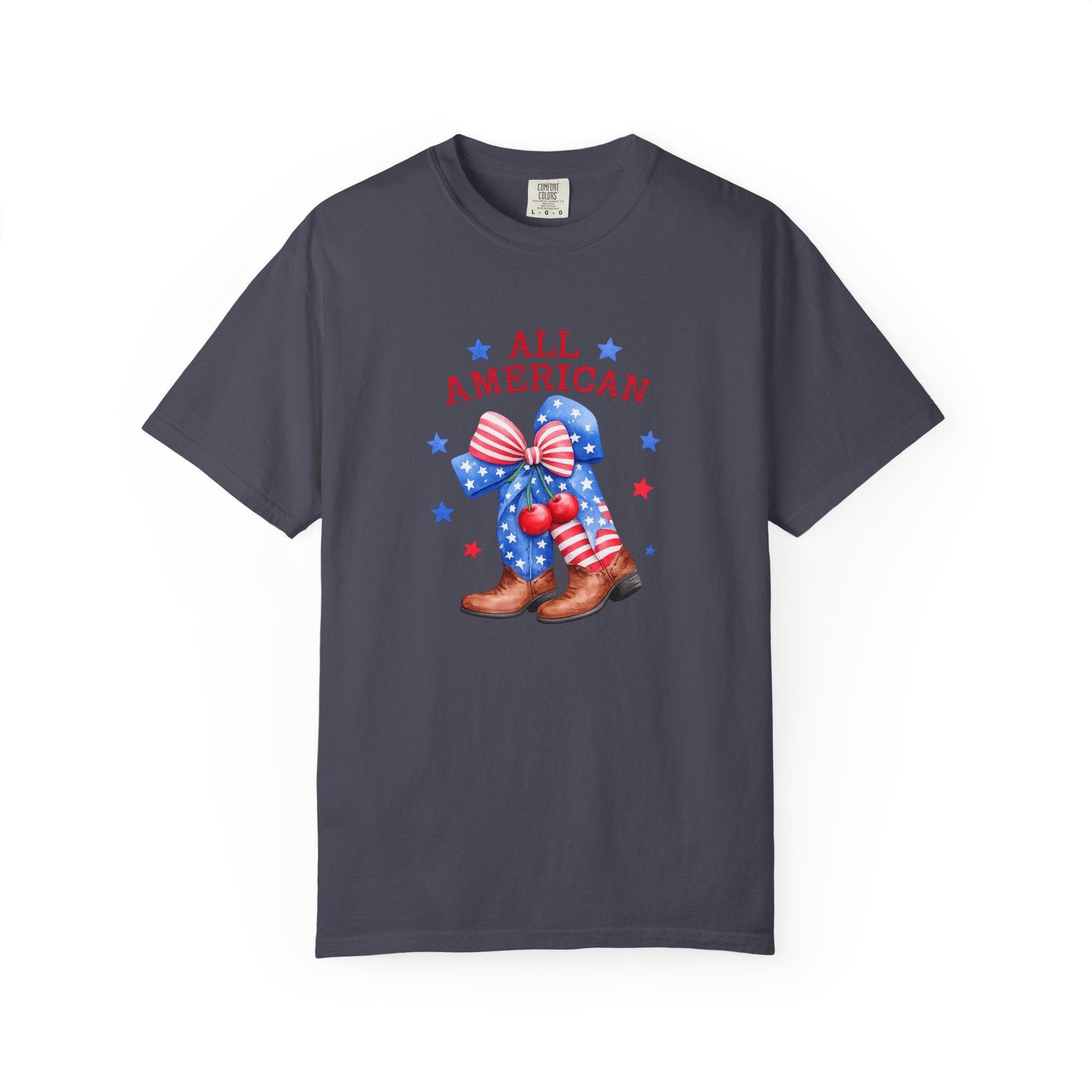 All American Cowboy T-shirt | Patriotic Boots and Flag Graphic