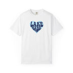 Lake Babe Heart T-Shirt —  Dark Blue on Light Blue Heart Graphic Tee