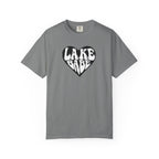 Lake Babe Heart T-shirt | White Print on Black Heart Graphic Tee