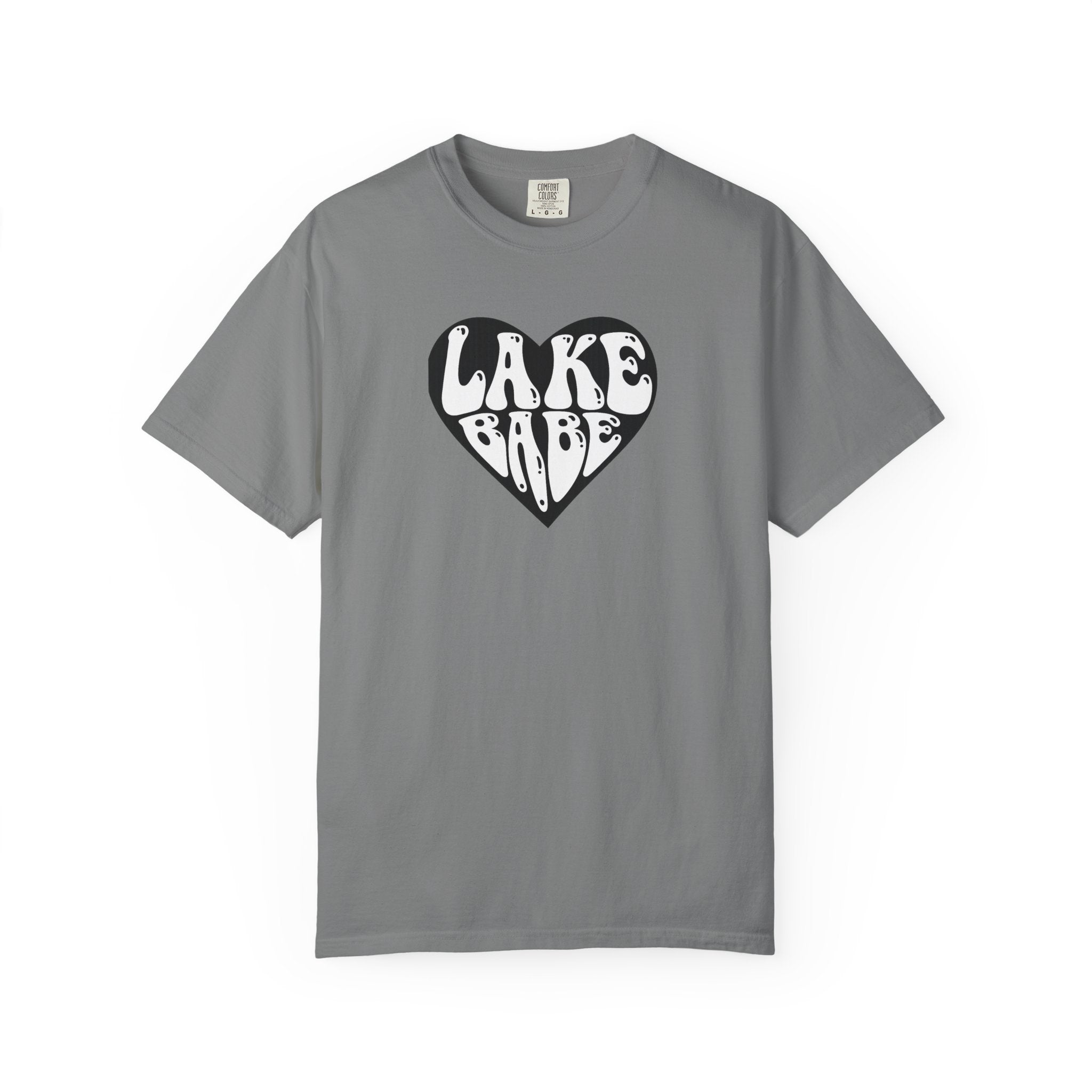 Lake Babe Heart T-shirt | White Print on Black Heart Graphic Tee
