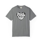 Pool Babe Heart T-Shirt — White Print on Black Heart Graphic Tee