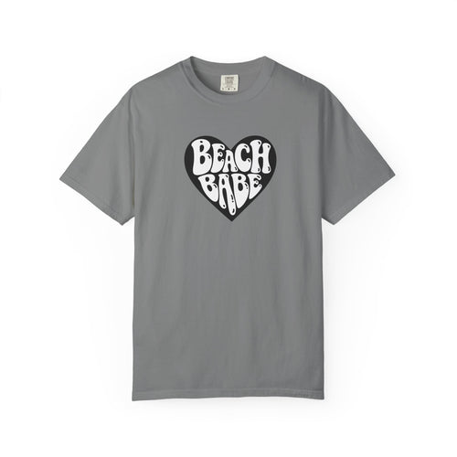 Beach Babe T-Shirt — White Print on Black Heart Graphic Tee