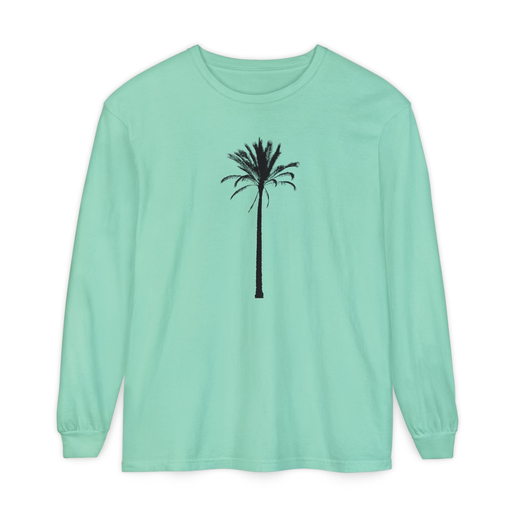 Palm Tree Long Sleeve T-Shirt — Minimal Tropical Graphic Tee