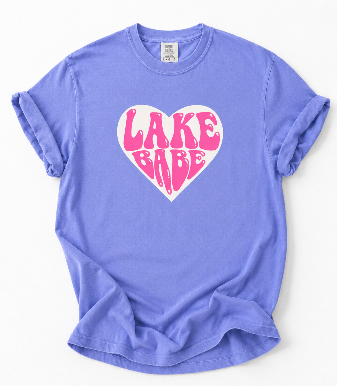 Lake Babe T-Shirt — Hot Pink on Light Pink Heart Graphicr Tee