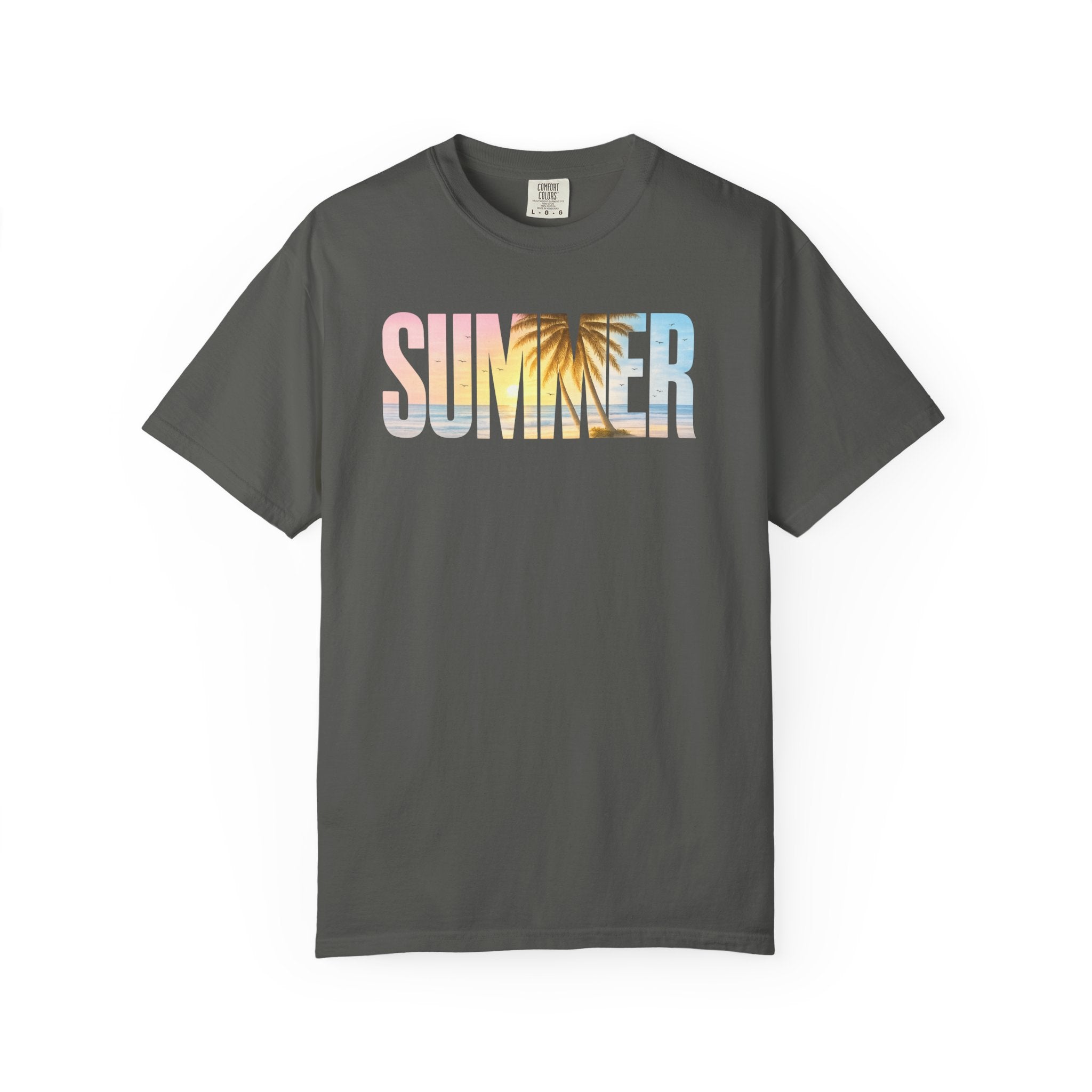 Summer Palm Text T-shirt | Pastel Beach Graphic