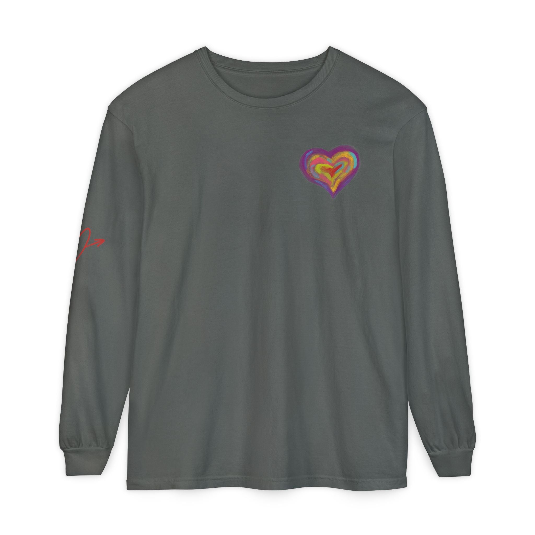 Colorful Heart Long Sleeve T-Shirt - Heart Long Sleeve Tshirt- Loungewear