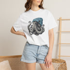 Octopus Blue Beanie T-Shirt — Ocean Life Graphic Tee