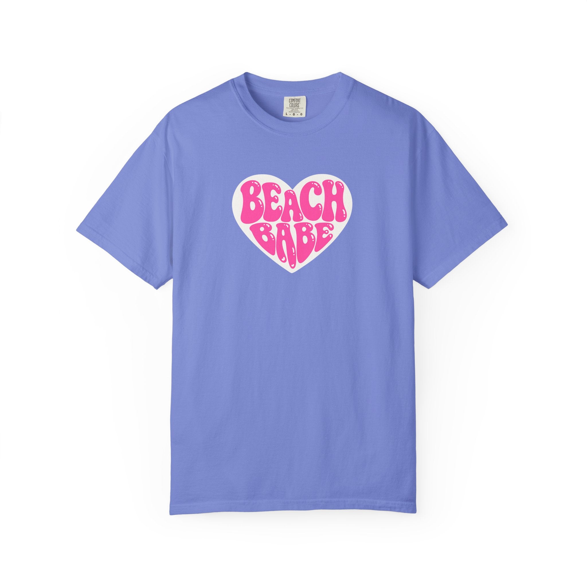 Beach Babe T-Shirt — Hot Pink on light Pink Heart  Summer Tee