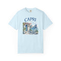 Light blue t-shirt with 'Capri Italy' graphic on a white background