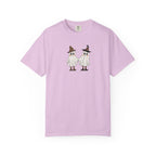A light purple short-sleeve t-shirt with a green graphic on the chest reading 'four' and 'loco' with smaller text underneath, displayed on a clean white background.