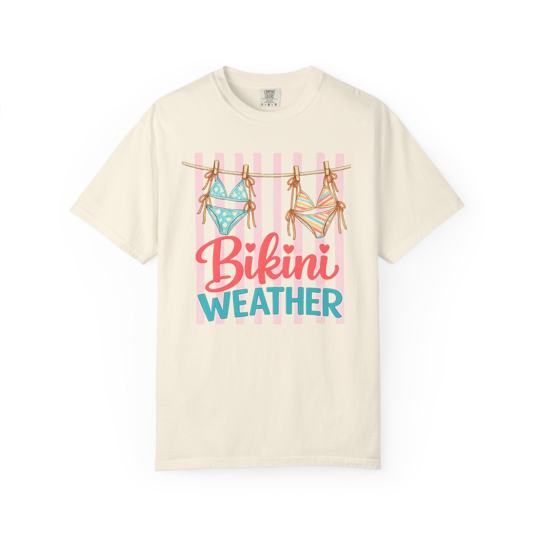 Bikini Weather T-shirt | Summer Beach Graphic, Bikinis on a Clothesline