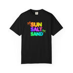 Sun, Salt, Sand Tropical Beach T-Shirt — Colorful Palm Graphic Tee