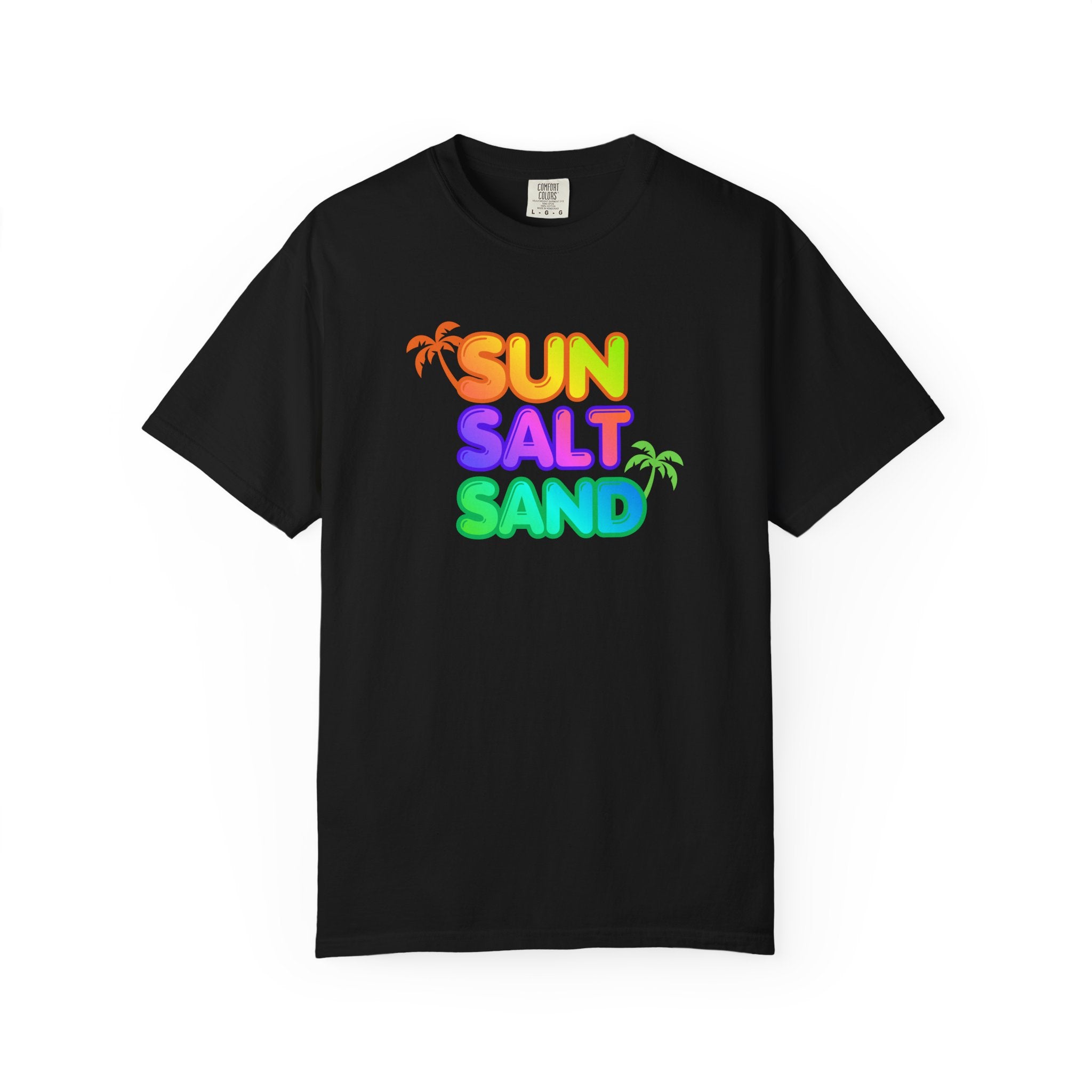 Sun, Salt, Sand Tropical Beach T-Shirt — Colorful Palm Graphic Tee
