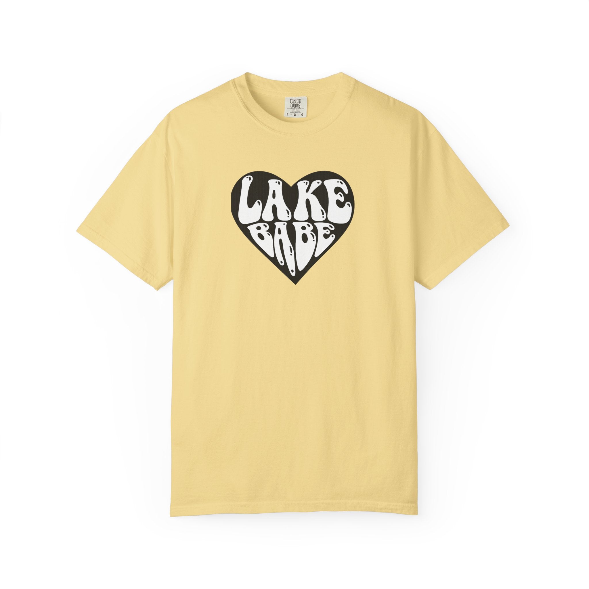 Lake Babe Heart T-shirt | White Print on Black Heart Graphic Tee