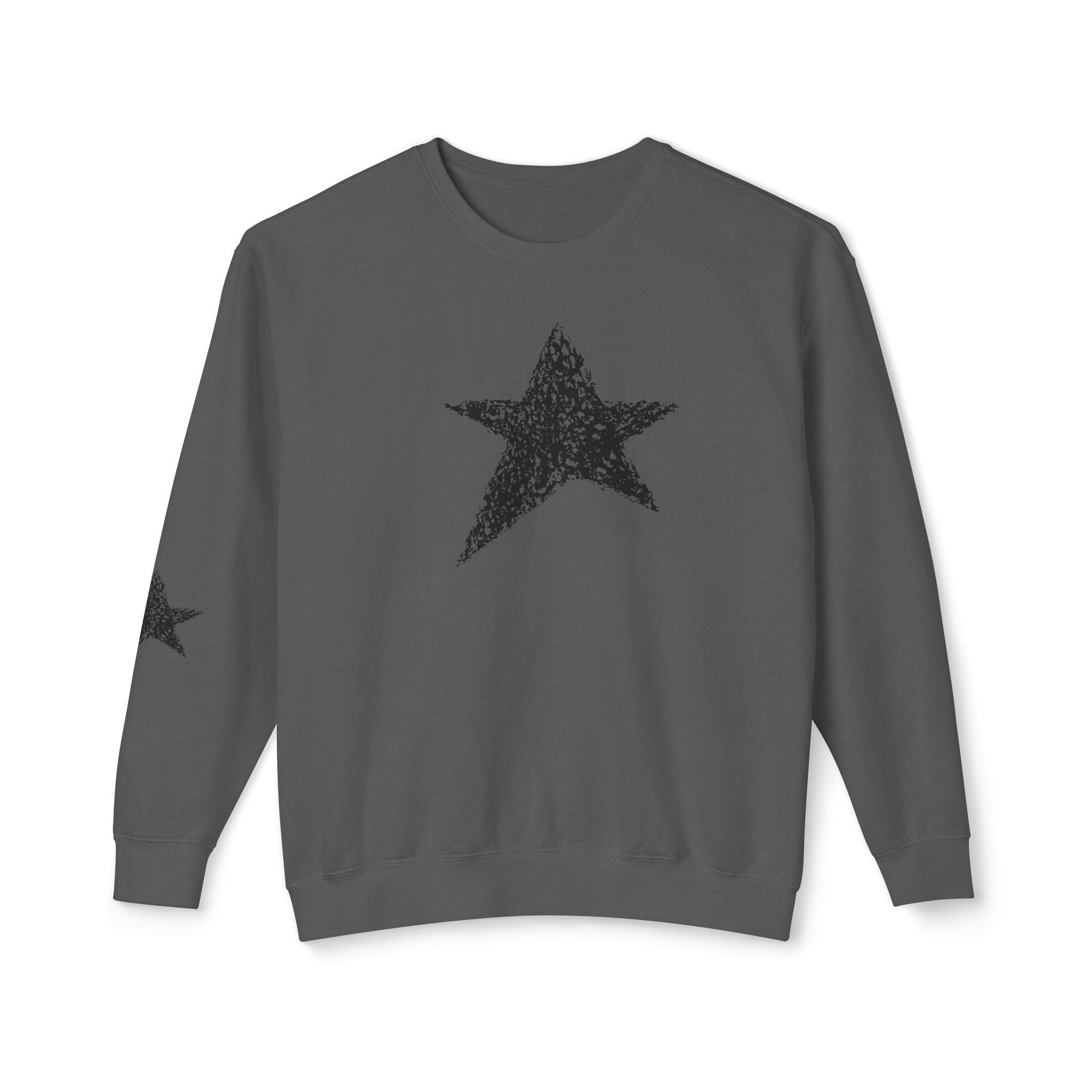 Star Sweatshirt — Black Star Crewneck Sweatshirt- Loungewear
