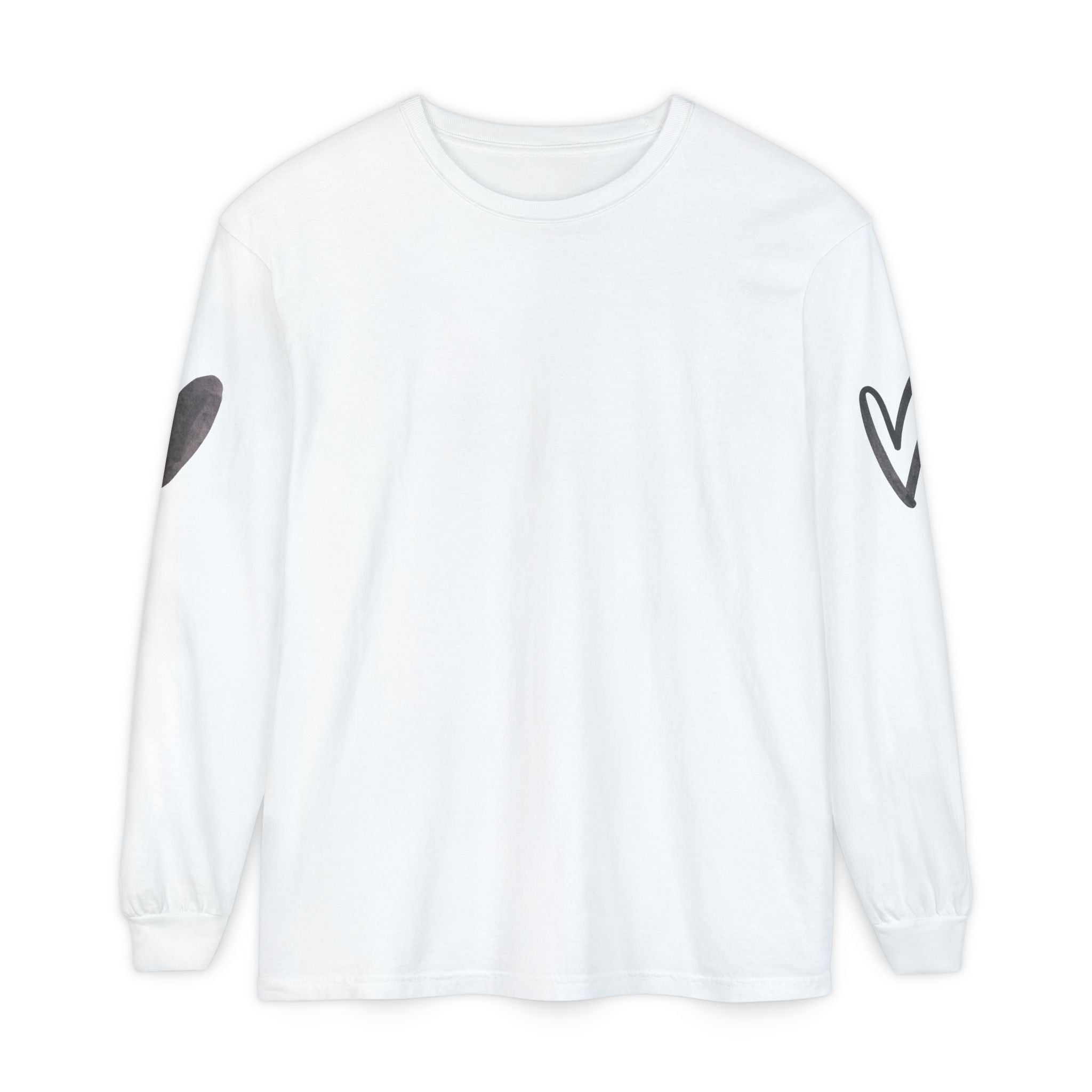 Heart Sleeve Long Sleeve Tee — Minimal Heart Graphic TShirt