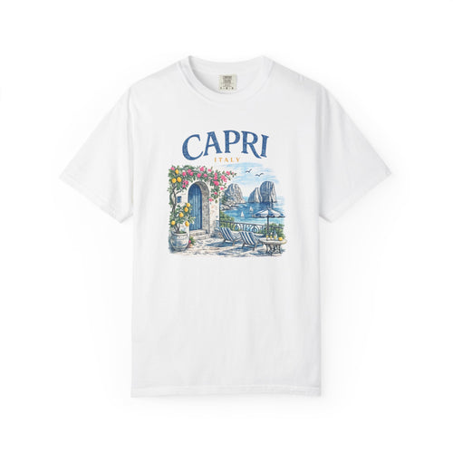 Capri Italy Vintage Coastal T-Shirt — Mediterranean Seaside Graphic Tee