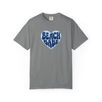 Beach Babe Heart T-Shirt- Dark Blue on Light Blue Heart Graphic Tee