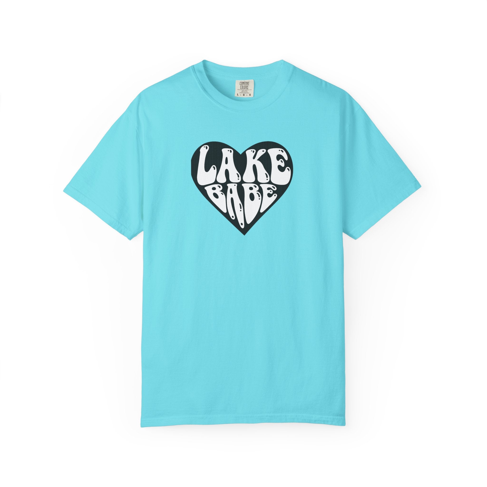 Lake Babe Heart T-shirt | White Print on Black Heart Graphic Tee