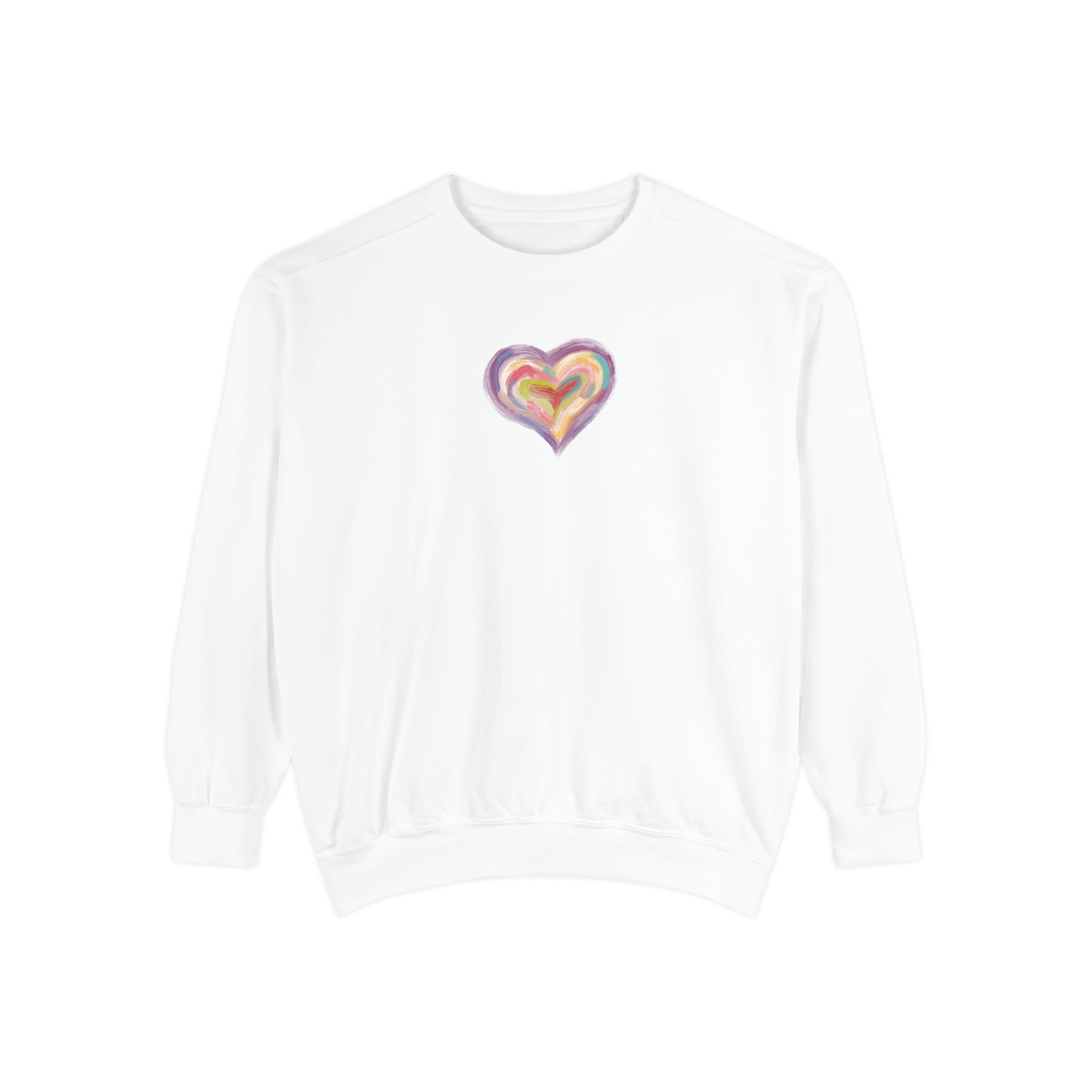 Colorful Heart Sweatshirt- Heart Fleece Sweatshirt- Loungewear