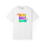 Sun, Salt, Sand Tropical Beach T-Shirt — Colorful Palm Graphic Tee