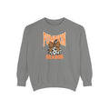 A gray crewneck sweatshirt featuring a 'Pumpkin Season' graphic on the chest with an orange arched text design and a patterned pumpkin illustration, shown against a plain white background.