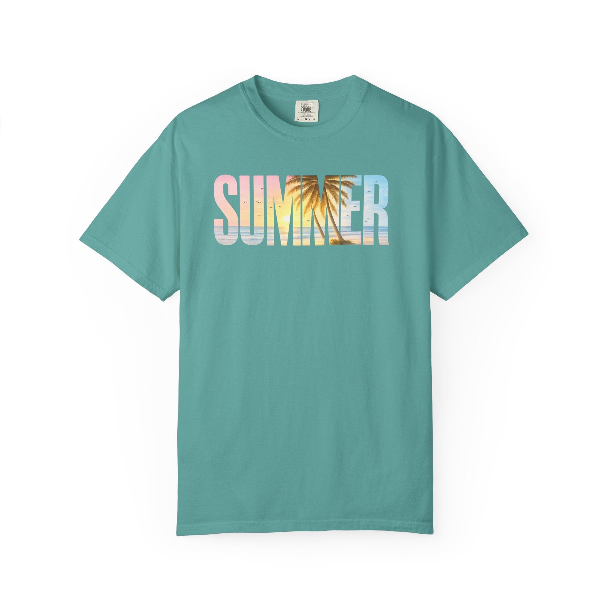 Summer Palm Text T-shirt | Pastel Beach Graphic