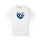 Pool Babe Heart T-shirt-  Dark Blue on Light Blue Heart Graphic Tee
