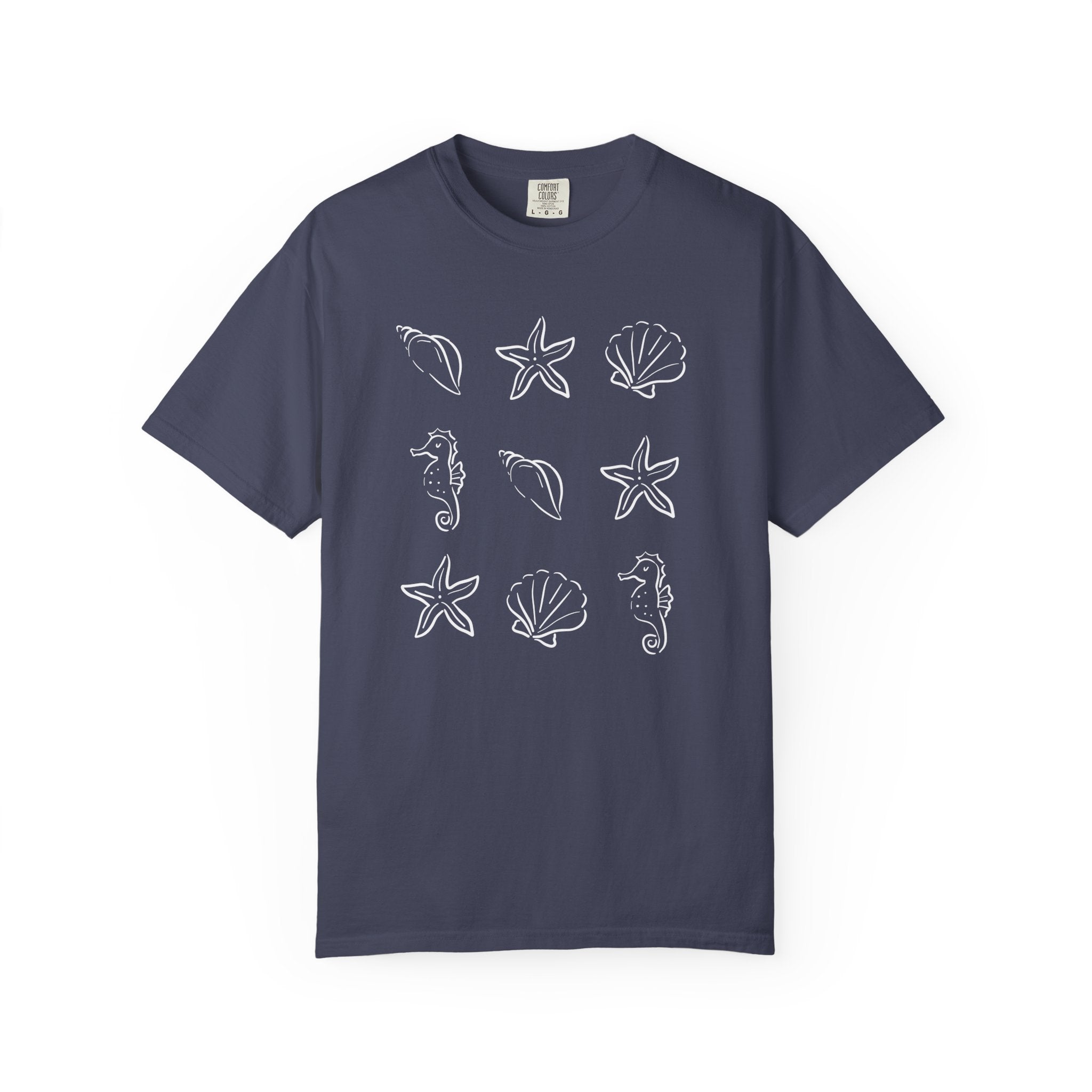 Seaside Sea Shells T-Shirt — Nautical Womens Graphic T Shirt