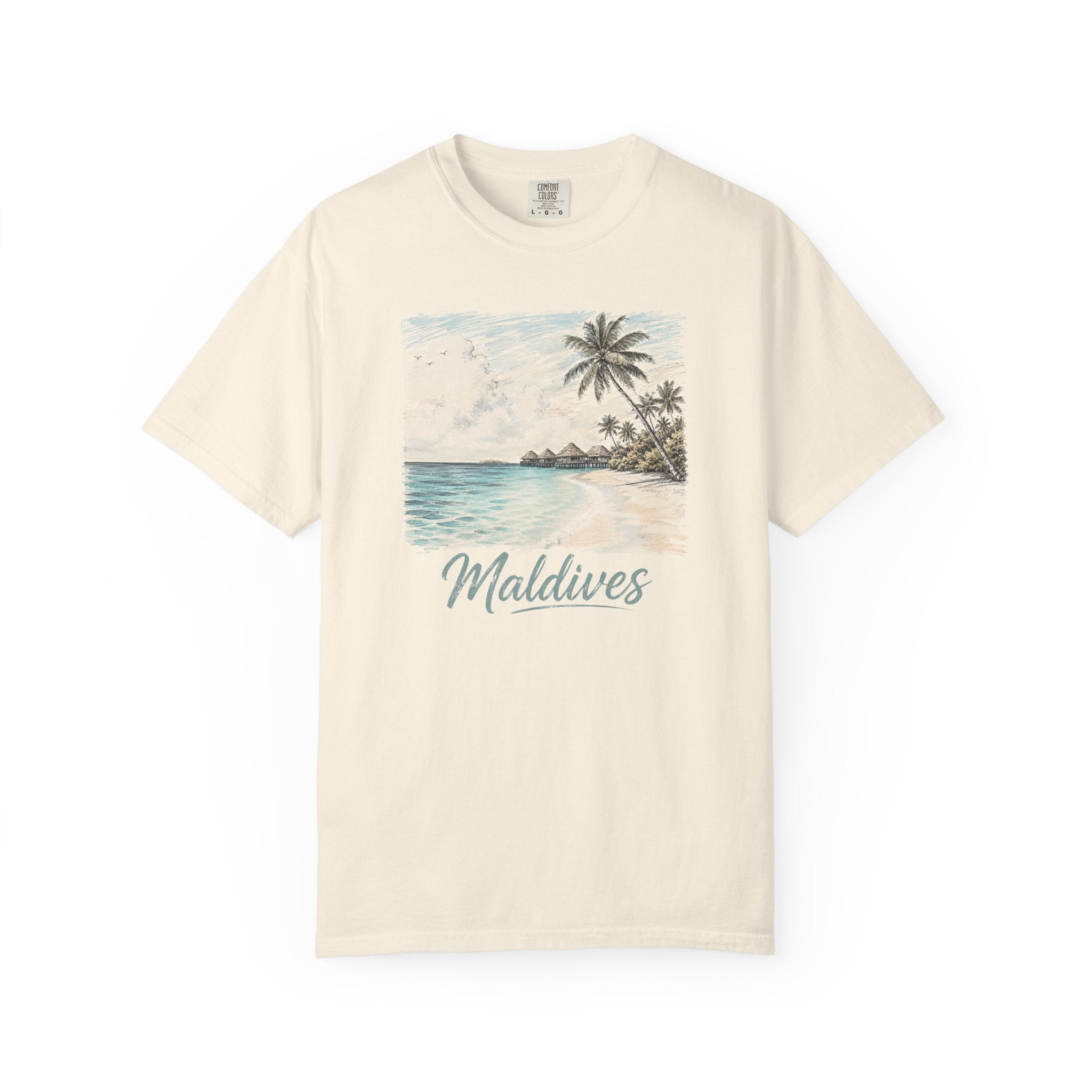 Maldives Beach T-Shirt — Tropical Palm Paradise Graphic Tee