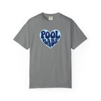 Pool Babe Heart T-shirt-  Dark Blue on Light Blue Heart Graphic Tee