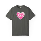 Pool Babe T‑Shirt — Hot Pink on Light Pink Heart Graphicr Tee