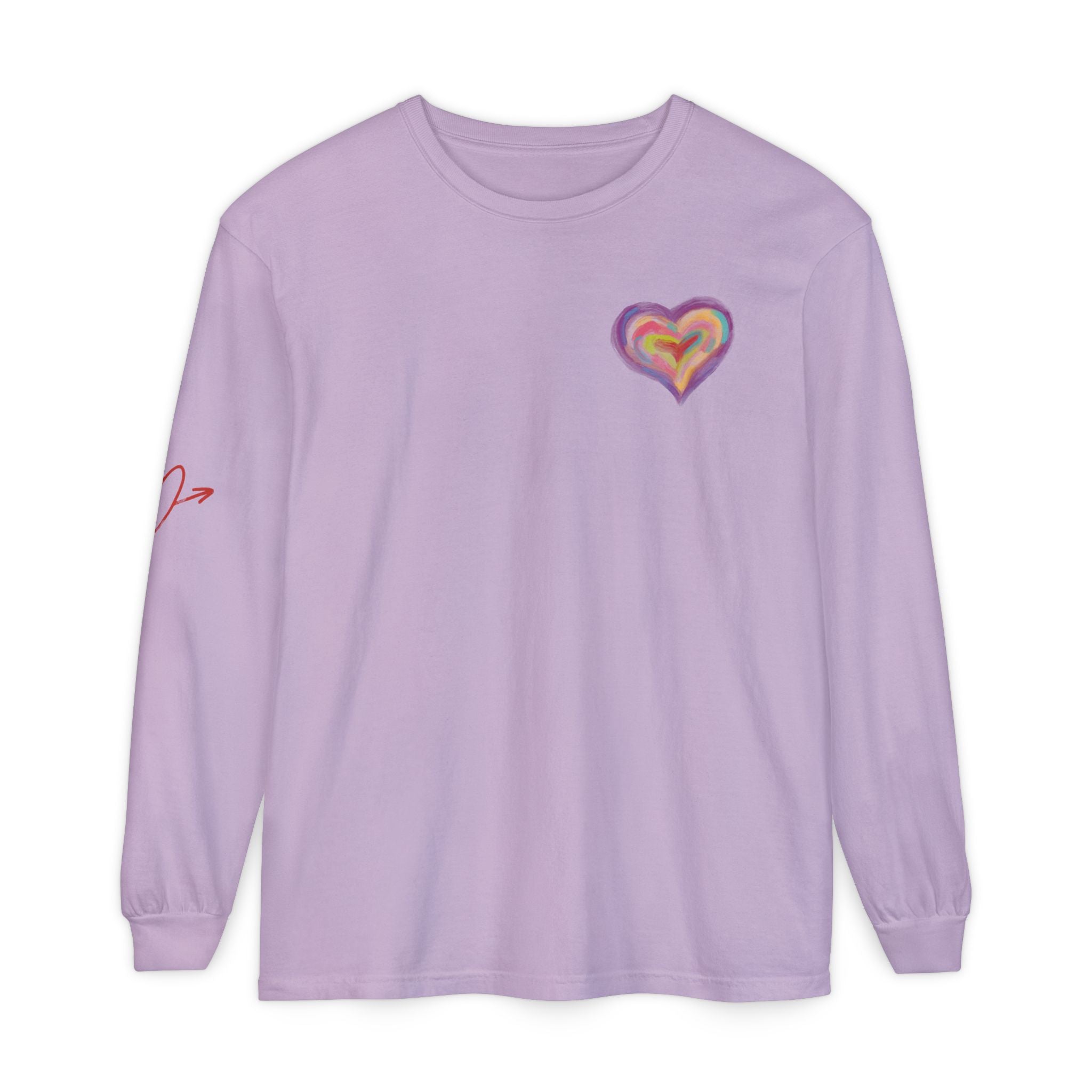 Colorful Heart Long Sleeve T-Shirt - Heart Long Sleeve Tshirt- Loungewear
