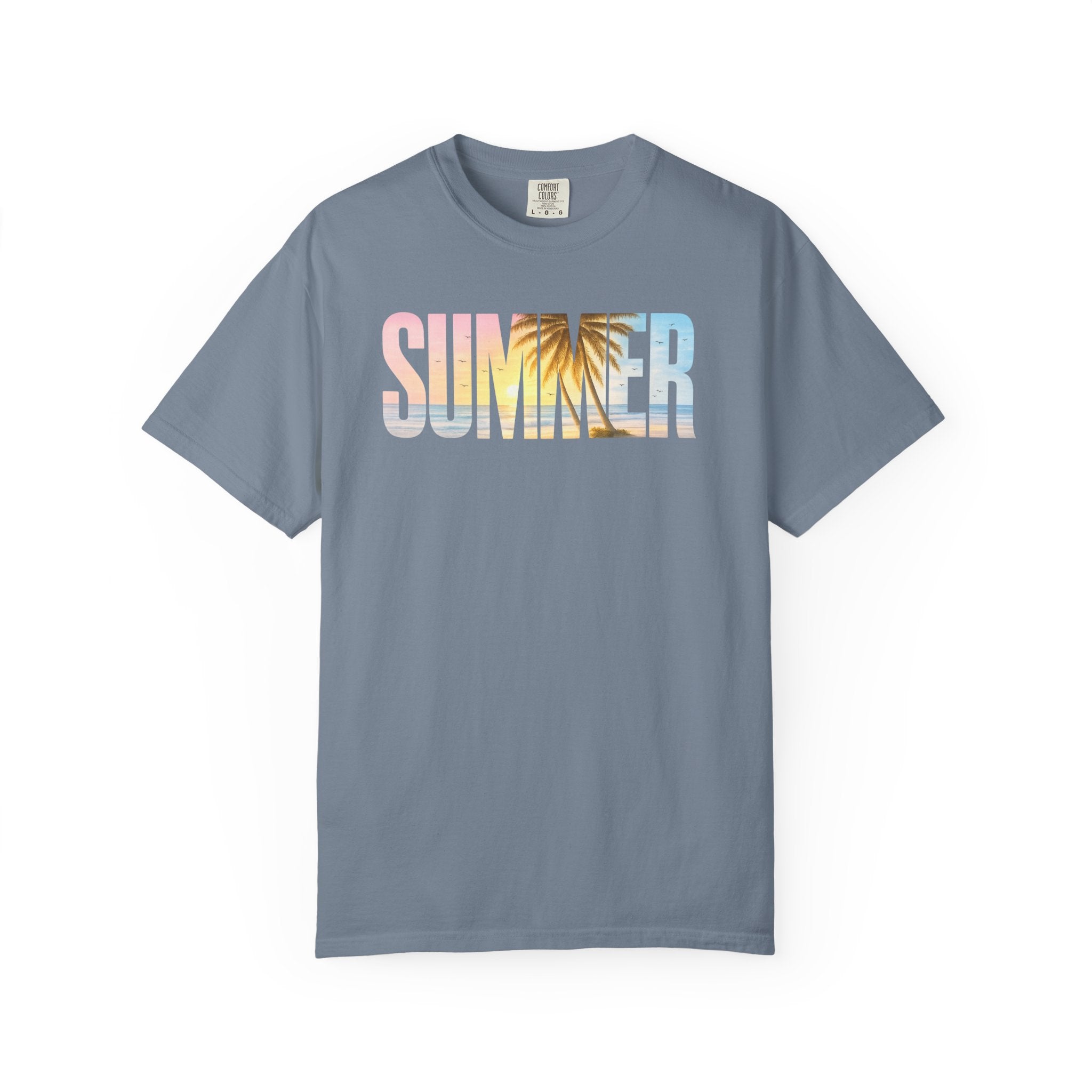 Summer Palm Text T-shirt | Pastel Beach Graphic