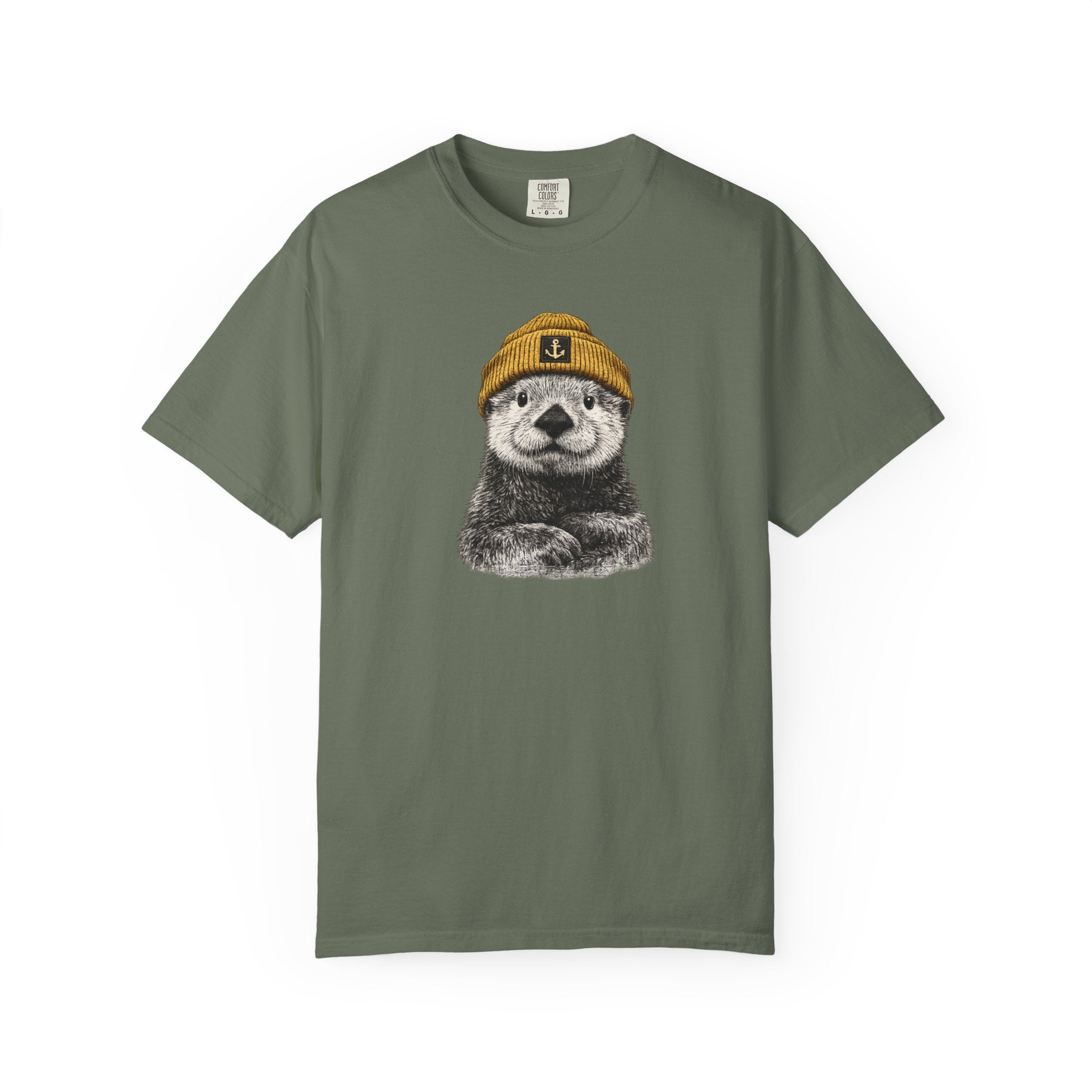 Otter in Beanie T-Shirt — Cute Graphic Tee for Animal Lovers