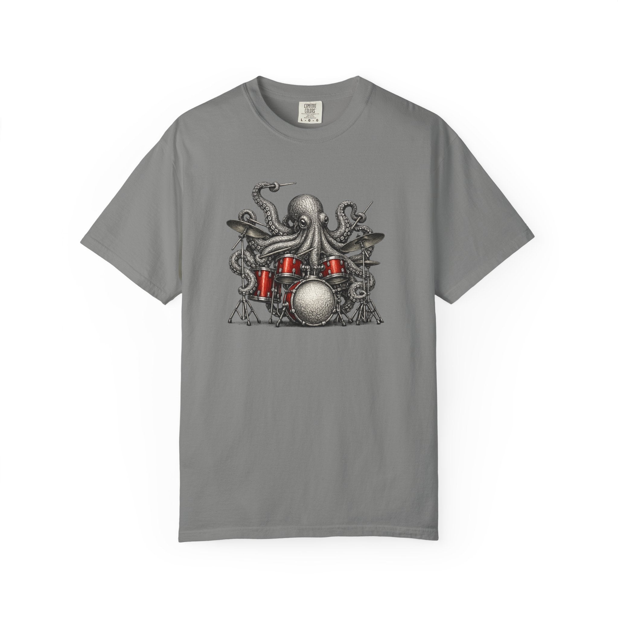 Octopus Drummer T‑Shirt — Octopus Rock Band Graphic Tee