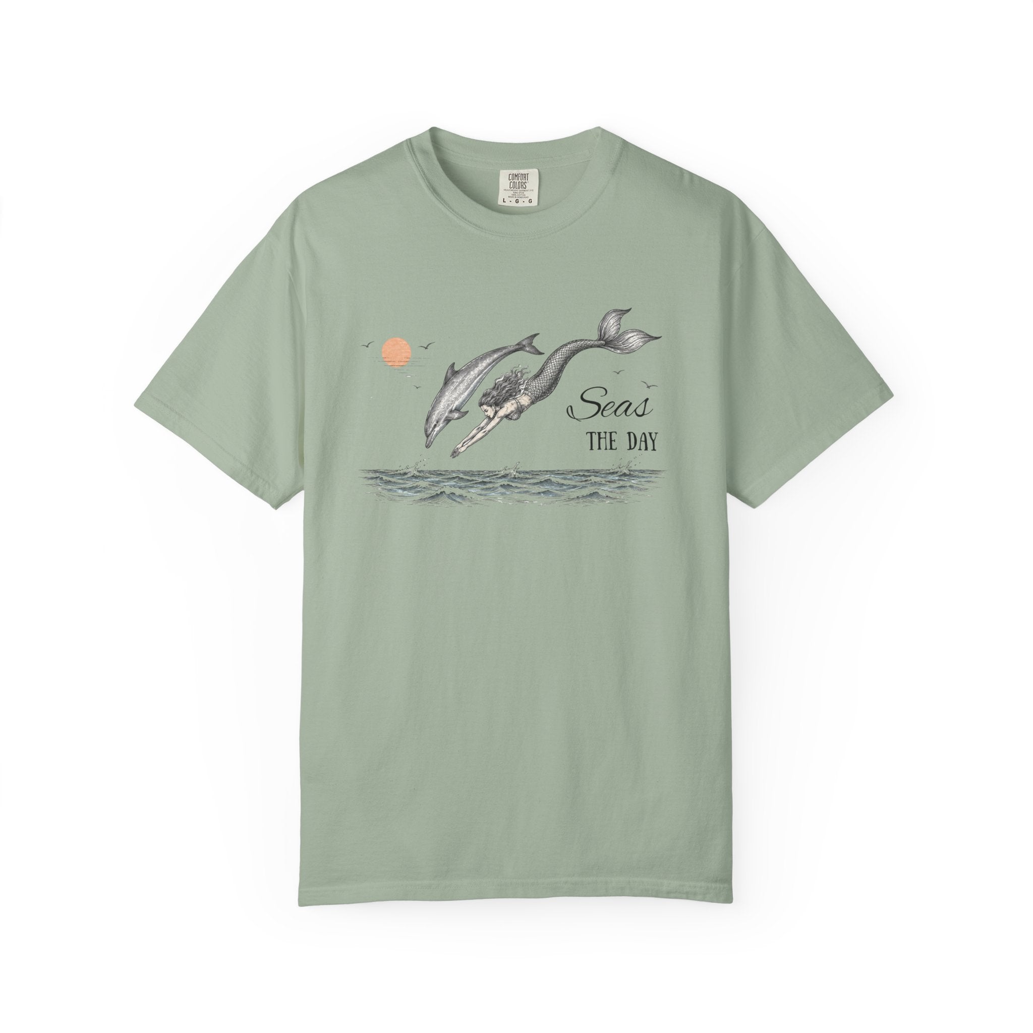 Mermaid & Dolphin 'Seas the Day' T-Shirt- Mermaid & Dolphin Graphic Tshirt