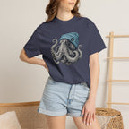 Octopus Blue Beanie T-Shirt — Ocean Life Graphic Tee
