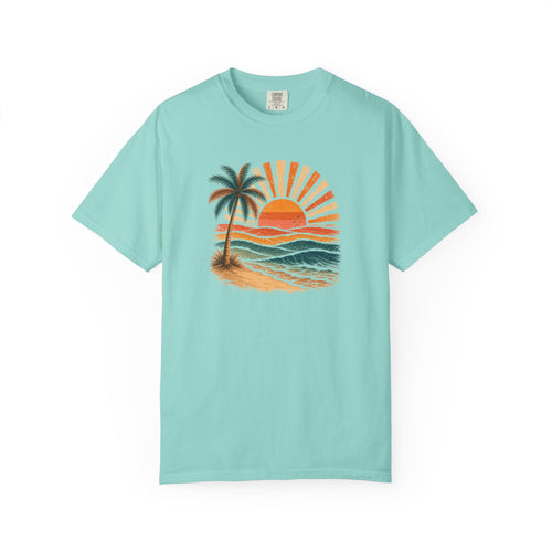 Boho Sunset Palm Beach T-Shirt —  Tropical Sunset Graphic Tee
