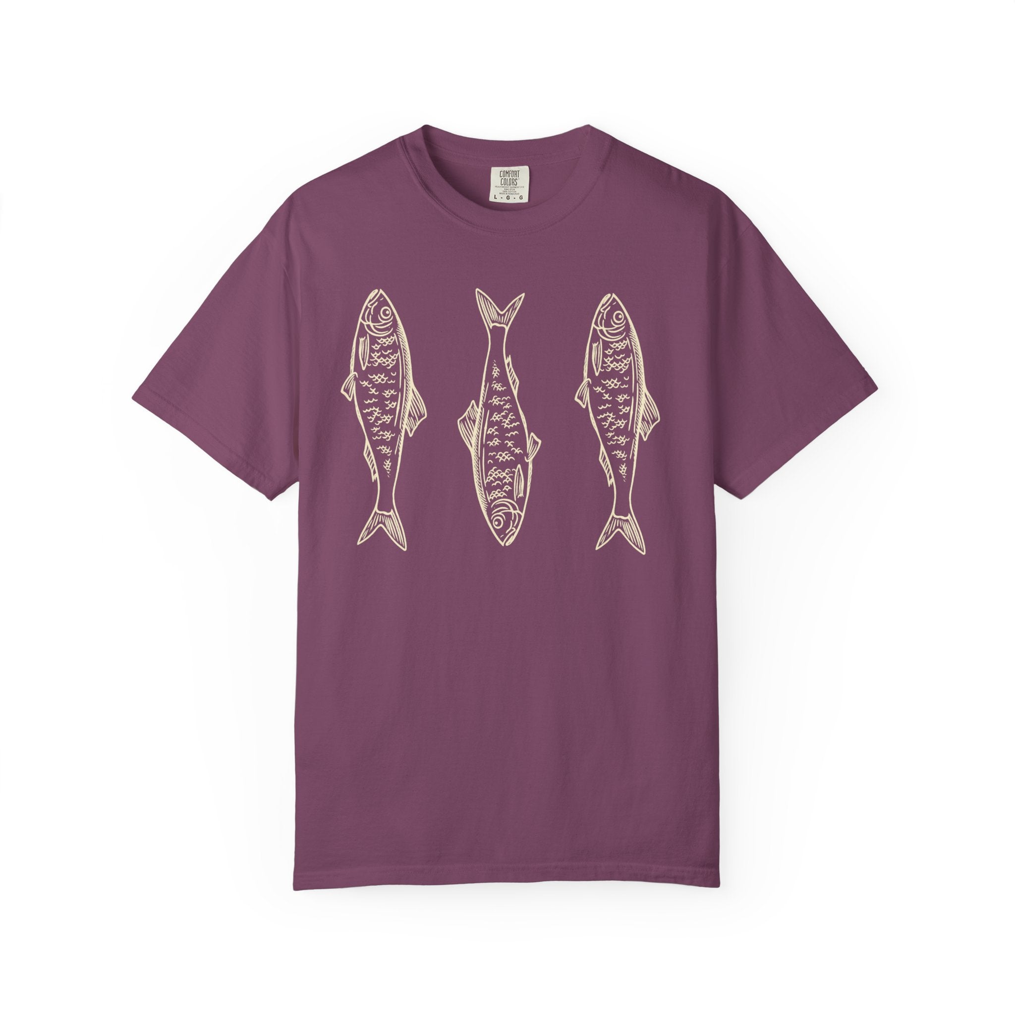 Three Fish T-shirt | Retro Fish Illustration, Nautical Beach Tee