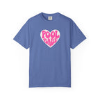 Pool Babe T‑Shirt — Hot Pink on Light Pink Heart Graphicr Tee