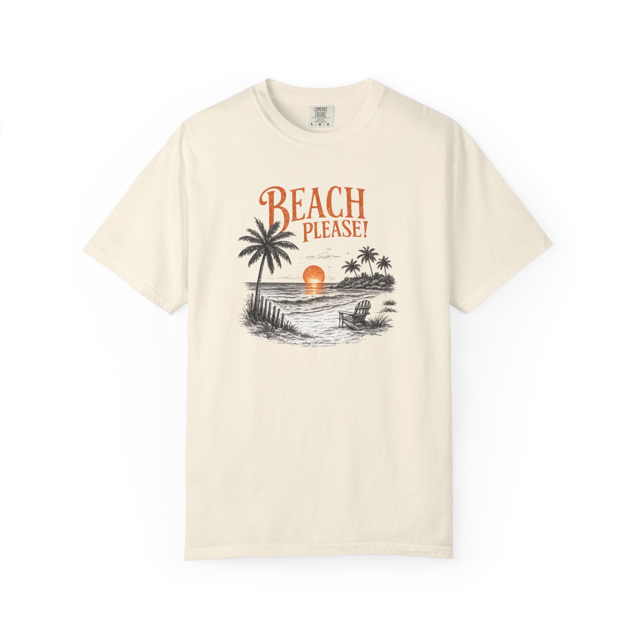 Beach Please T-Shirt — Vintage Sunset Palm Beach Tee
