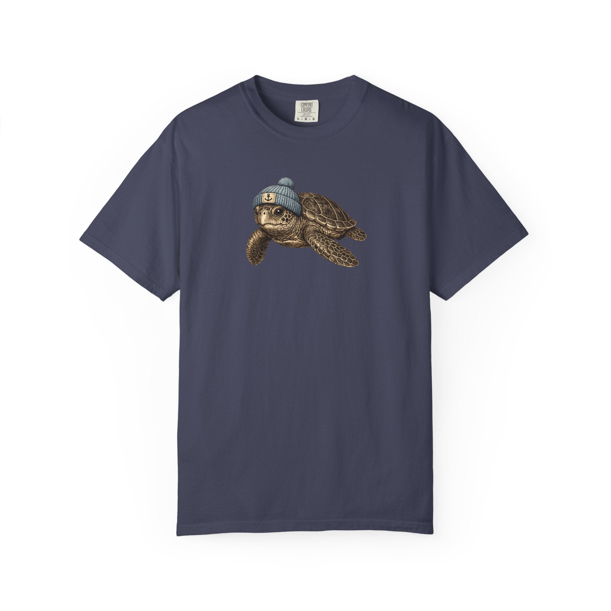 Sea Turtle Graphic Tshirt — Turtle Wearing Beanie TShirt