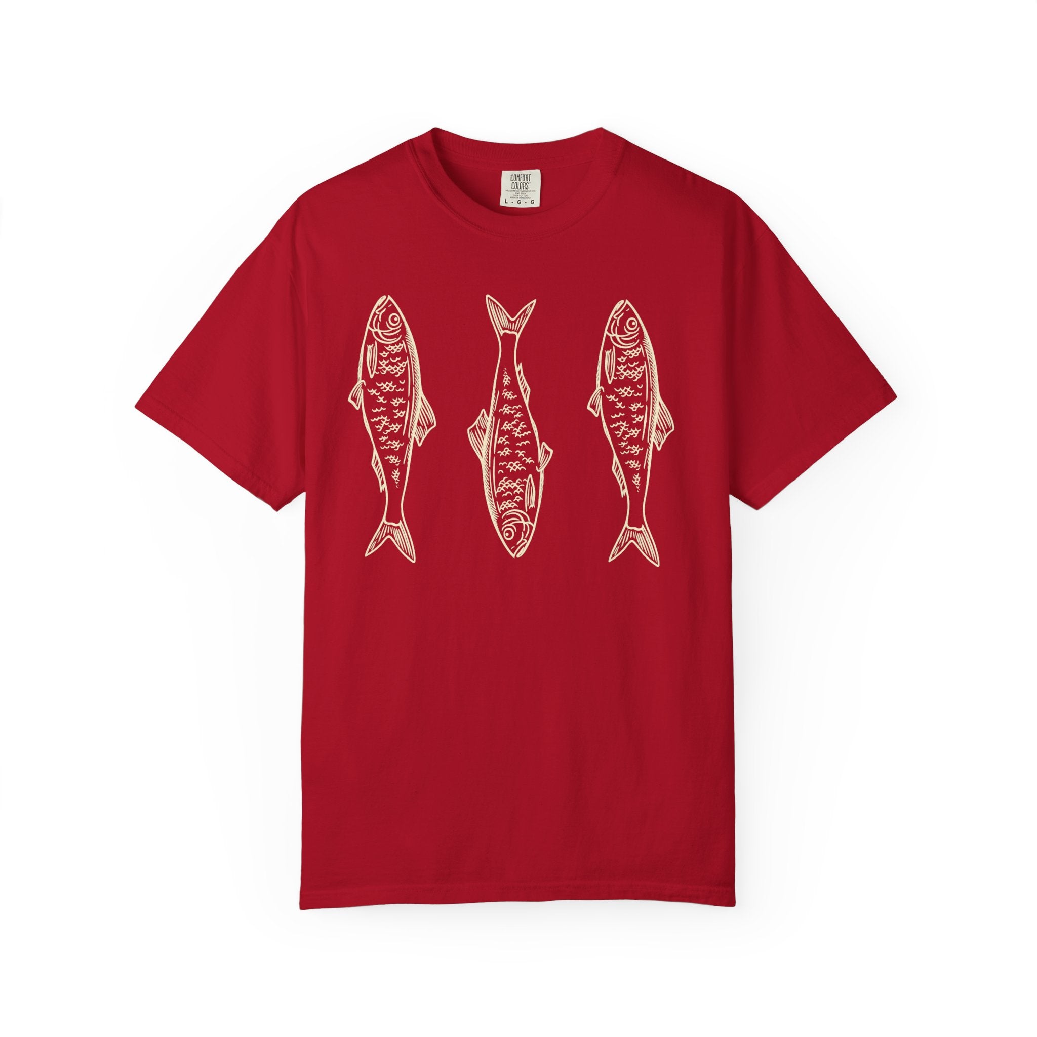 Three Fish T-shirt | Retro Fish Illustration, Nautical Beach Tee