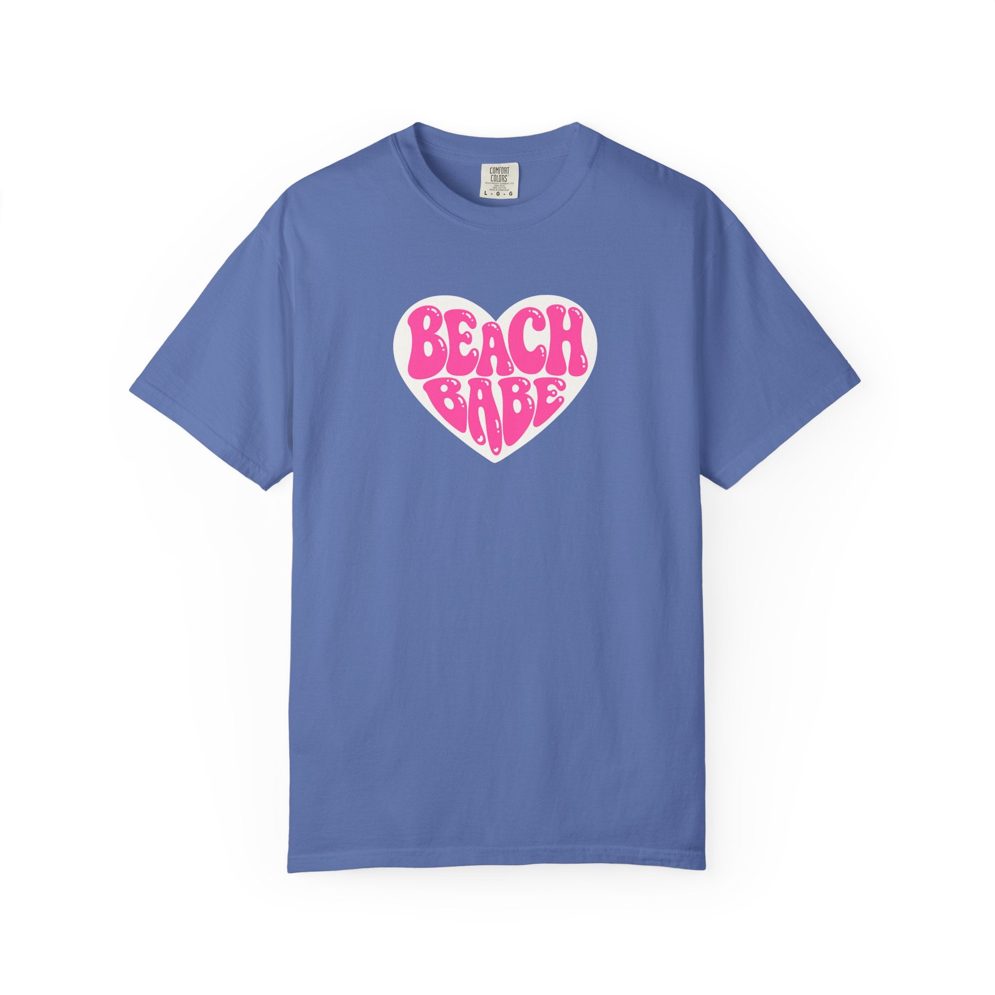 Beach Babe T-Shirt — Hot Pink on light Pink Heart  Summer Tee