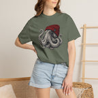 Octopus with Red Beanie T-shirt- Ocean Graphic Tshirt