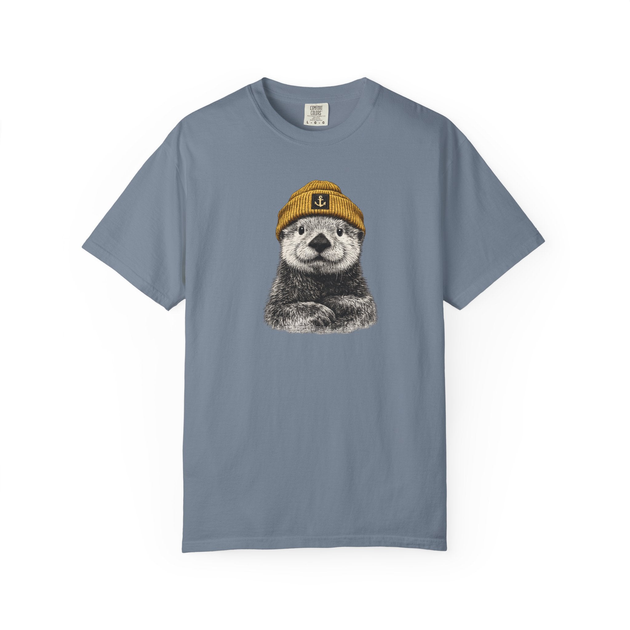 Otter in Beanie T-Shirt — Cute Graphic Tee for Animal Lovers