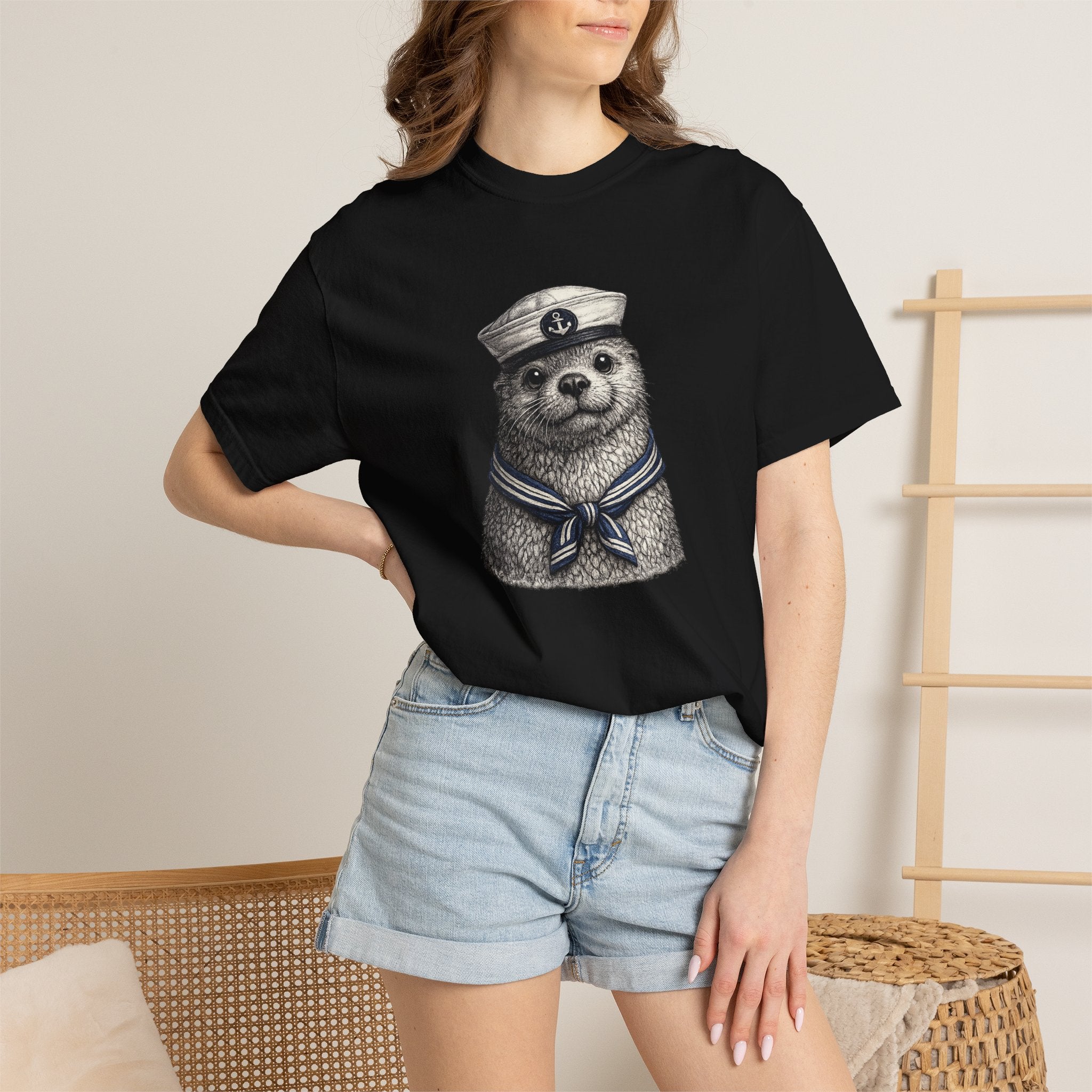 Otter Sailor Graphic T-Shirt — Cute Otter Animal Tee