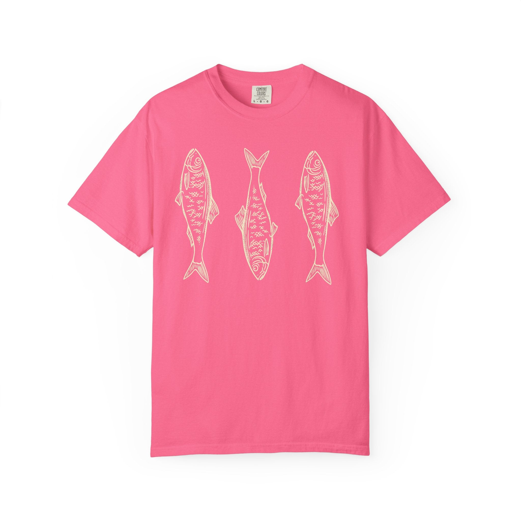 Three Fish T-shirt | Retro Fish Illustration, Nautical Beach Tee